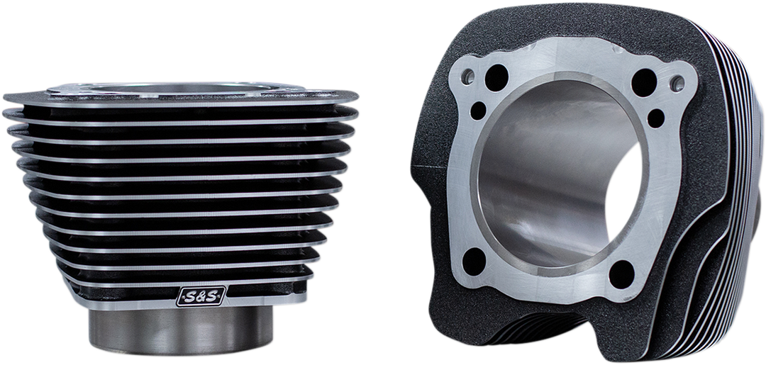 S&S CYCLE Big Bore Cylinder Set - 4.250" - Black Granite with Highlighted Fins - M8 910-0739