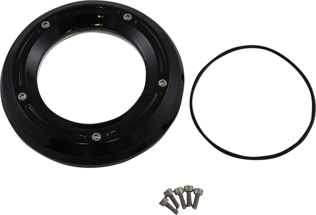 TRASK Assault Derby Cover with Window - Gloss Black - Softail TM-0042BK