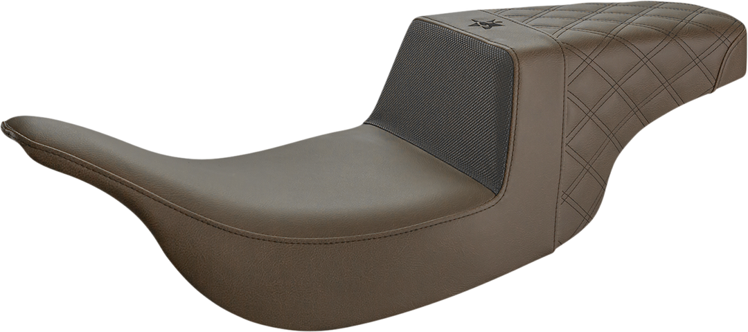 SADDLEMEN Unknown Industries Seat - Front Carbon Fiber/Black Gripper Lumbar/Rear Lattice Stitch - 97-07 FL - UN97-07-173BR