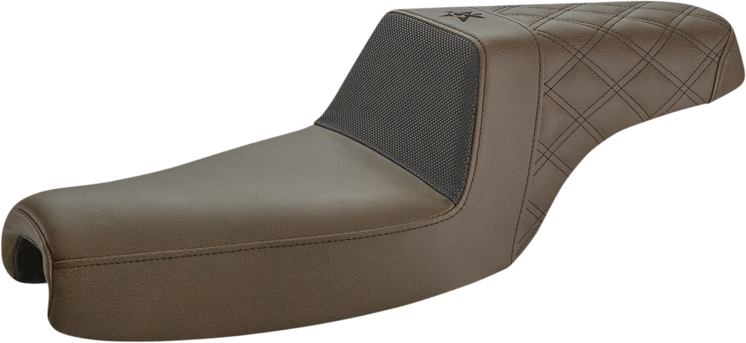 SADDLEMEN Unknown Industries Seat - Front Carbon Fiber/Black Gripper Lumbar/Rear Lattice Stitch - XL '04-'23 UN07-03-173BR