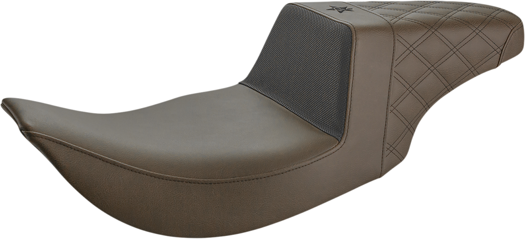 SADDLEMEN Unknown Industries Seat - Front Carbon Fiber/Black Gripper Lumbar/Rear Lattice Stitch - 97-07 FL - UN97-06-173BR