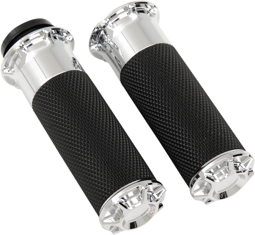 ARLEN NESS Beveled Grips - TBW - Chrome 07-328