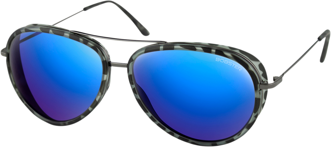 BOBSTER Ice Sunglasses - Matte Gray Tortoise Gunmetal - Brown HD Blue Mirror Lens BICE102HD