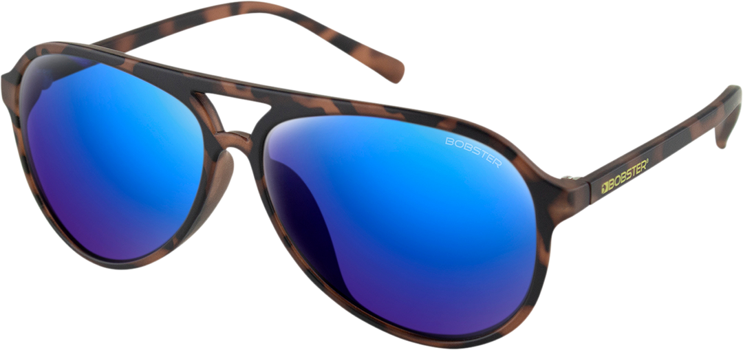 BOBSTER Maverick Sunglasses - Matte Brown Tortoise - Brown HD Blue Mirror Lens BMAV101HD