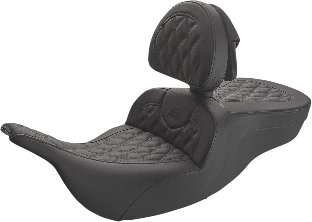 SADDLEMEN Roadsofa™ Lattice Stitched Seat - w/ Driver Backrest - Black 897-07-182BR
