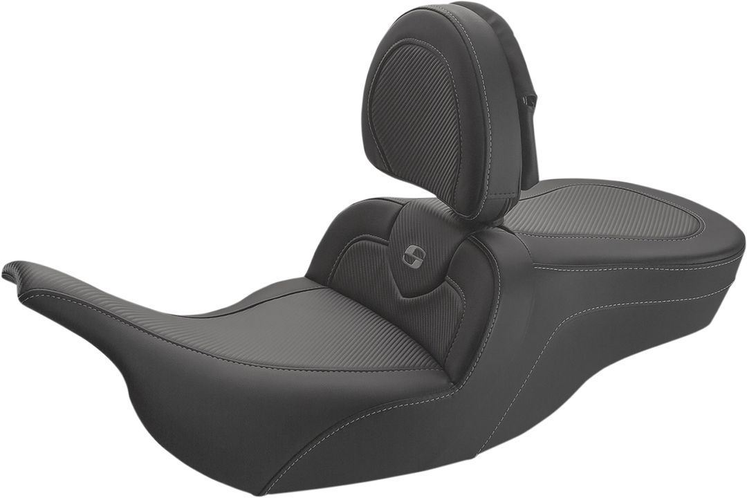 SADDLEMEN Roadsofa™ Carbon Fiber Seat - w/ Backrest - Smooth - FLH/FLT '97-'07 897-07-185BR