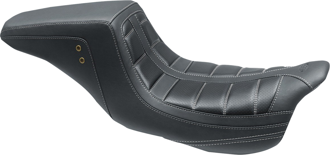 MUSTANG Squareback One-Piece Seat - Tuck and Roll - Black w/ Gun Metal Stitching - FL '08-'25 75239GM