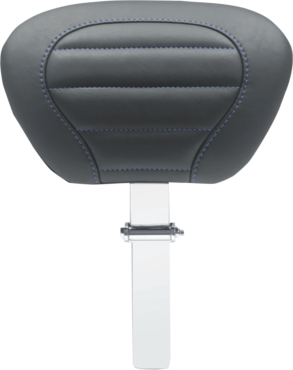 MUSTANG Deluxe Driver Backrest - Black w/ Sky Blue Stitching - FLT/FLH '08-'25 79012SB
