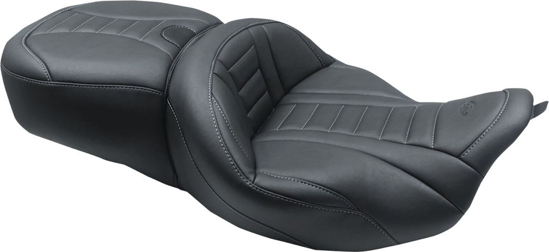MUSTANG One-Piece Deluxe Touring Seat - Black w/ Gun Metal Stitching - FL '08-'25 79006GM