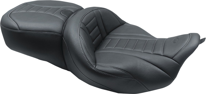 MUSTANG One-Piece Deluxe Touring Seat - Black w/ Gun Metal Stitching - FL '08-'25 79006GM