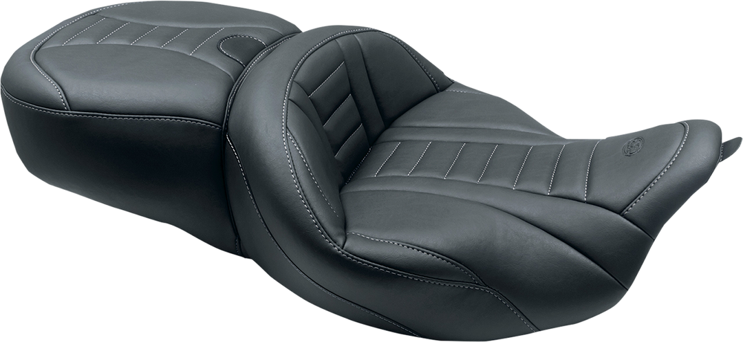 MUSTANG One-Piece Deluxe Touring Seat - Black w/ Gun Metal Stitching - FL '08-'25 79006GM