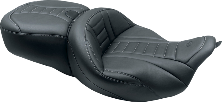 MUSTANG One-Piece Deluxe Touring Seat - Black w/ Gun Metal Stitching - FL '08-'25 79006GM