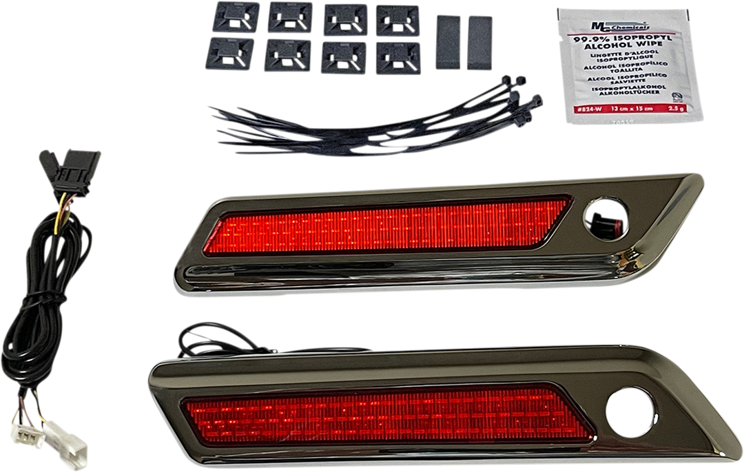 CUSTOM DYNAMICS Latch Light - Saddlebag - Red - Chrome CD-SBL-BCM-RC