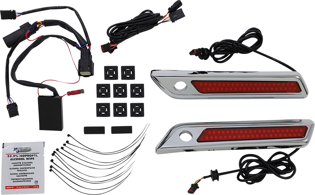 CUSTOM DYNAMICS Latch Light - Saddlebag - Dual Color - Red - Chrome CD-SBL-DC-RC