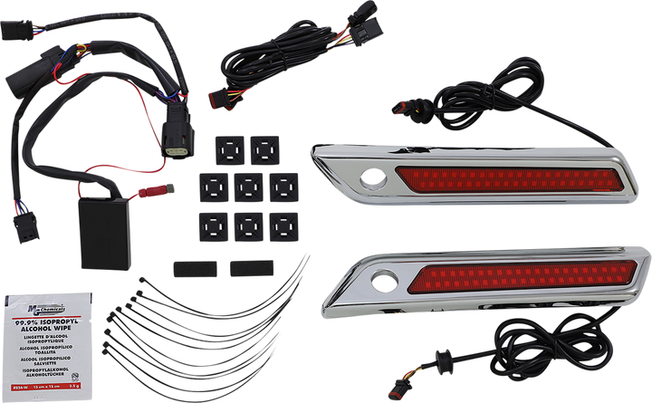 CUSTOM DYNAMICS Latch Light - Saddlebag - Dual Color - Red - Chrome CD-SBL-DC-RC