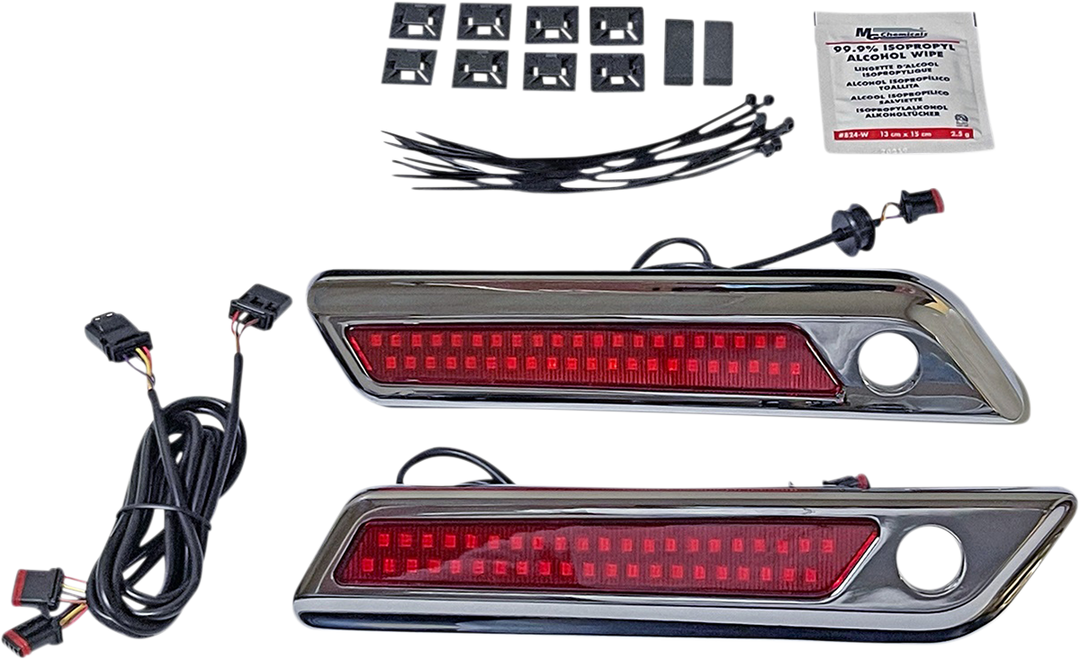 CUSTOM DYNAMICS Latch Light - Saddlebag - Dual Color - Red - Chrome CD-SBL-DC-RC
