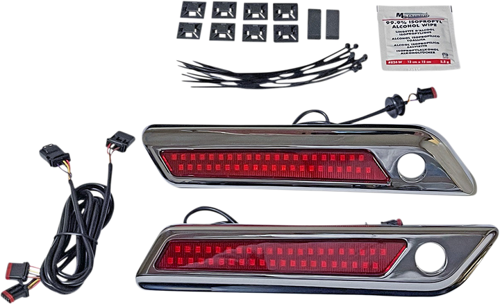 CUSTOM DYNAMICS Latch Light - Saddlebag - Dual Color - Red - Chrome CD-SBL-DC-RC