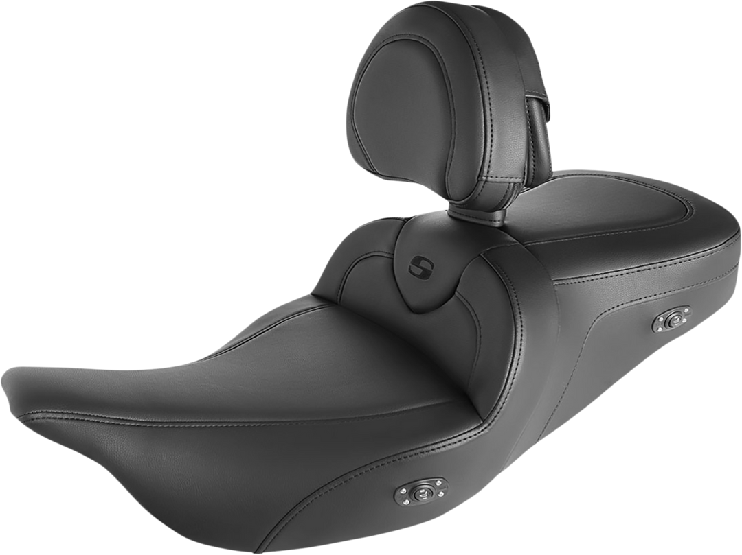 SADDLEMEN Roadsofa™ Seat - Heated - w/ Backrest - Black Stitching - FLH/FLT '08-'24 808-07B-187BRHC