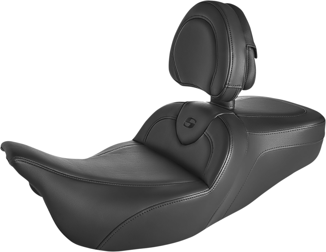 SADDLEMEN Roadsofa™ Seat - with Backrest - Black/Black Stitch - FLH/FLT '08-'24 808-07B-187BR
