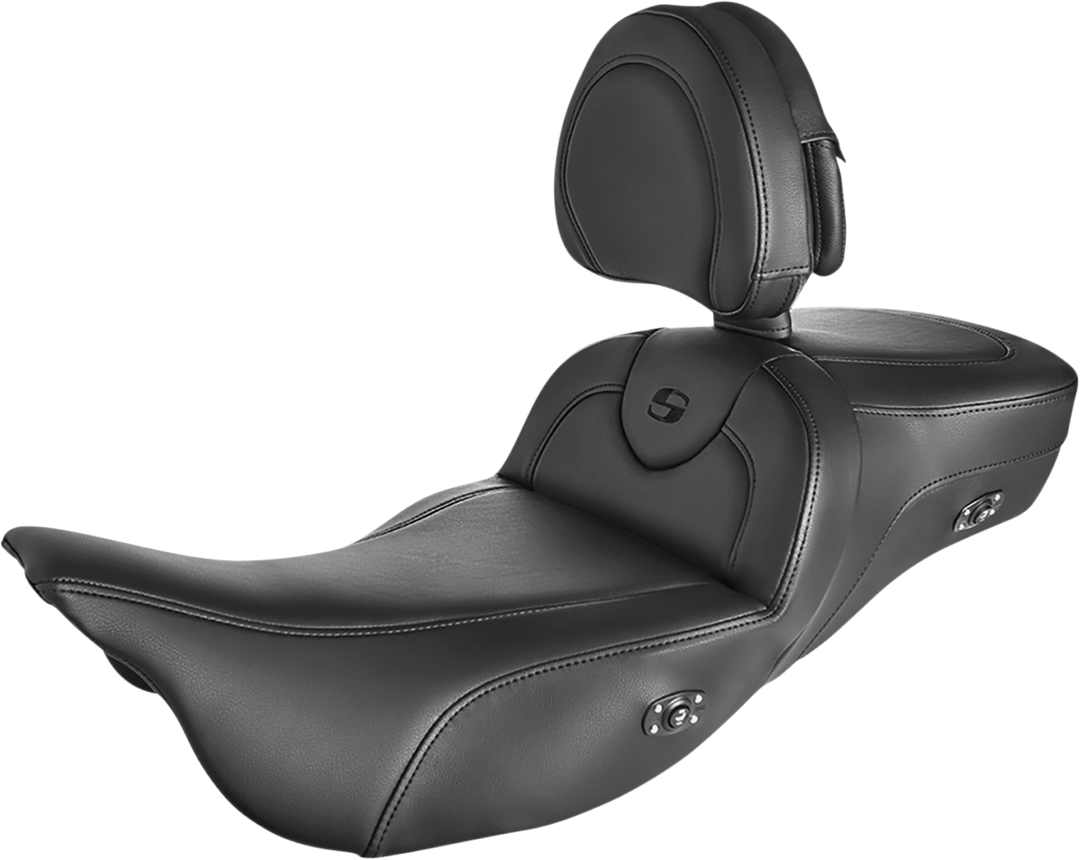 SADDLEMEN Roadsofa™ Extended Reach Heated Seat - Black - w/ Backrest - FL '08-'24 808-07B-188BRHC