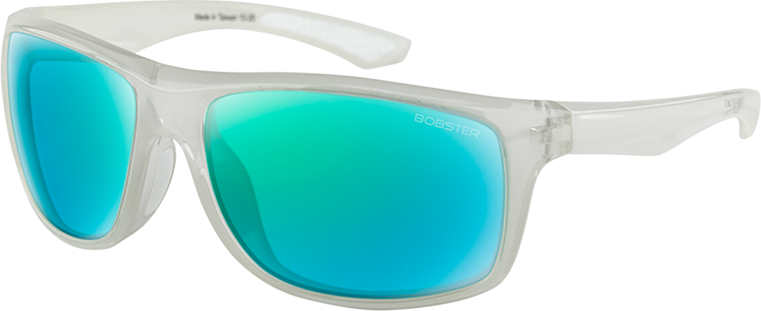 BOBSTER Luna Sunglasses - Gloss Crystal Pearl - Light Blue Green Mirror Lens BLUN103
