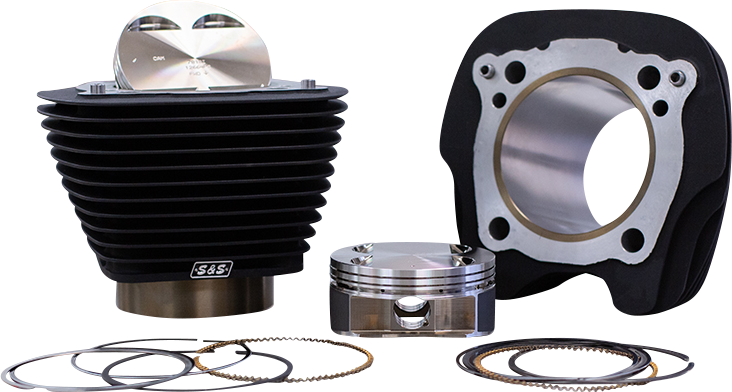 S&S CYCLE 129" Big Bore Cylinder Kit - Wrinkle Black w/o Highlighted Fins - For 107" Engine - M8 910-0844
