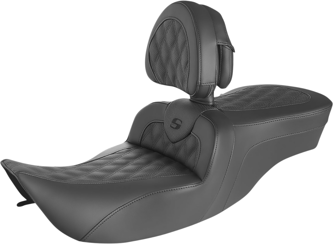 SADDLEMEN Roadsofa™ Seat - Full Lattice Stitch - with Backrest - FLH '97-'07 897-06-182BR