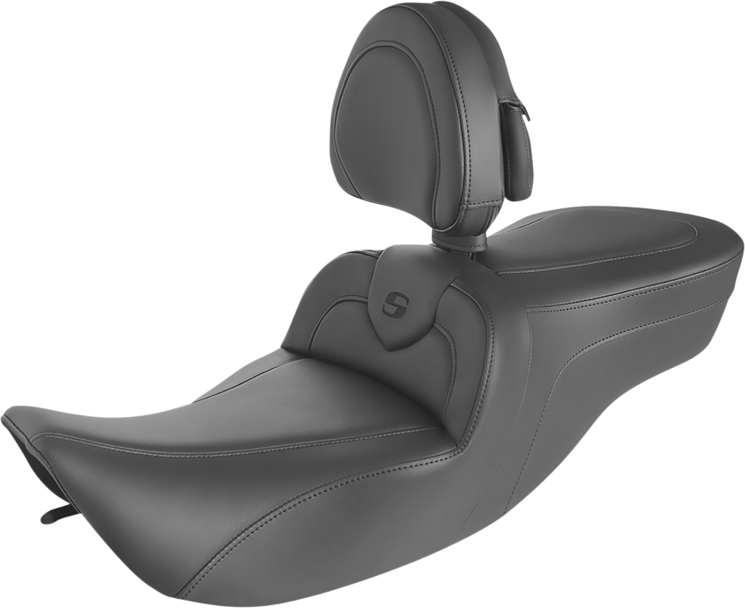SADDLEMEN RoadSofa™ Seat - with Backrest - Black w/ Black Stitching - FLH '97-'07 897-06-187BR