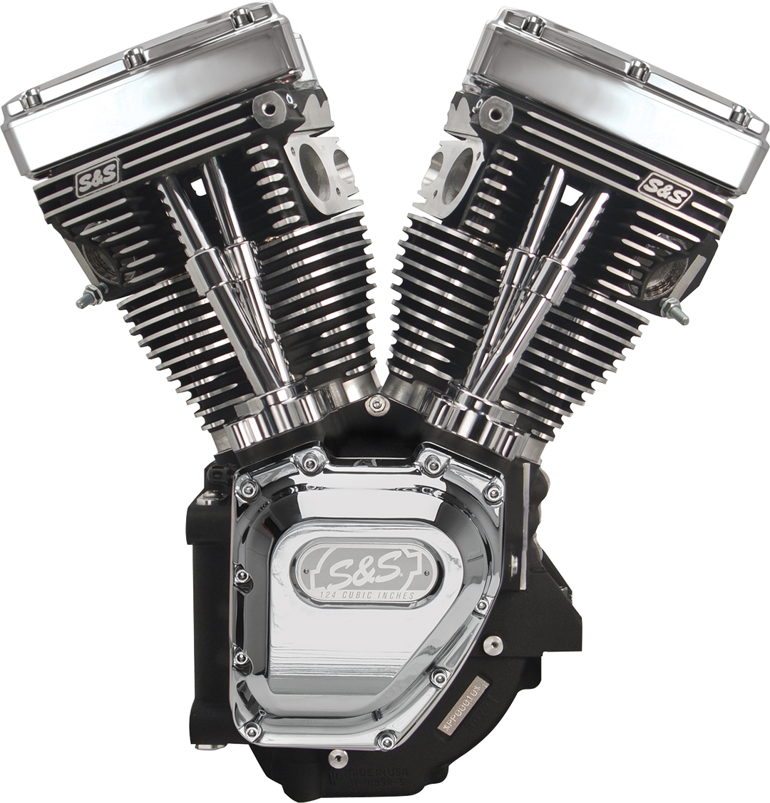 S&S CYCLE V124 Long Block Engine - Black Edition - Big Twin | Custom Chasis w/Alternator-Style Primary 310-1158