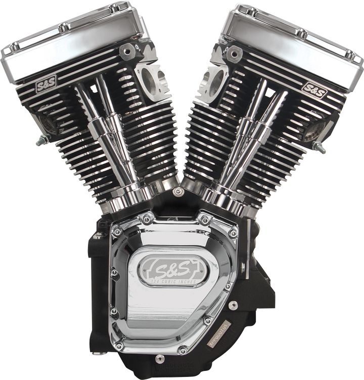 S&S CYCLE V124 Long Block Engine - Black Edition - Big Twin | Custom Chasis w/Alternator-Style Primary 310-1158