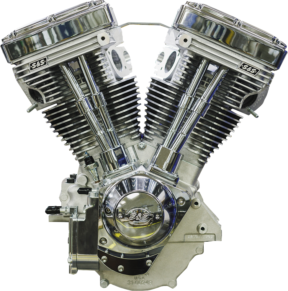 S&S CYCLE V124 Long Block Engine - Chrome/Natural - Big Twin | Custom Chasis w/Alternator-Style Primary 310-1160