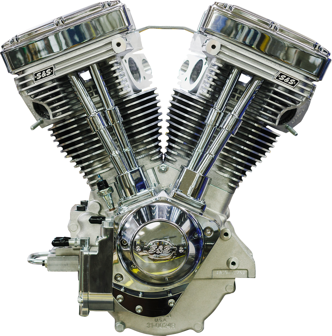 S&S CYCLE V124 Long Block Engine - Chrome/Natural - Big Twin | Custom Chasis w/Alternator-Style Primary 310-1160