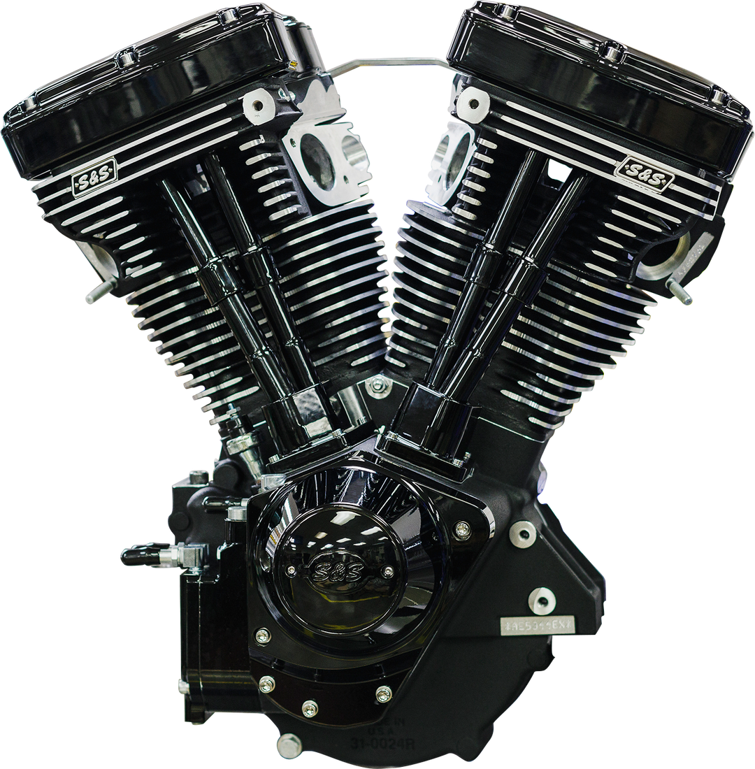 S&S CYCLE V124 Long Block Engine - Black Edition - Big Twin | Custom Chasis w/Alternator-Style Primary 310-1158