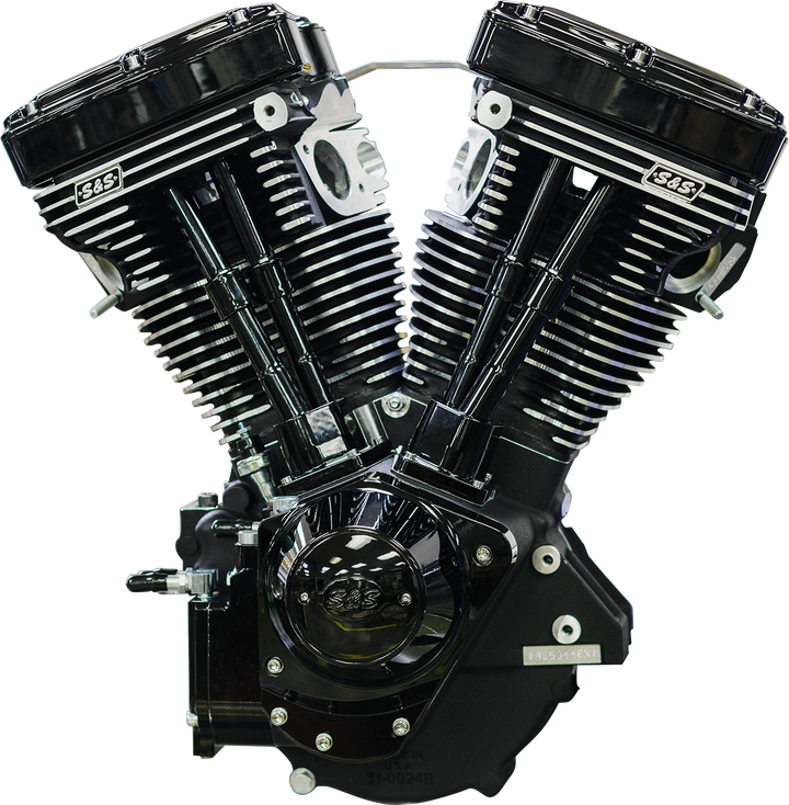 S&S CYCLE V124 Long Block Engine - Black Edition - Big Twin | Custom Chasis w/Alternator-Style Primary 310-1158