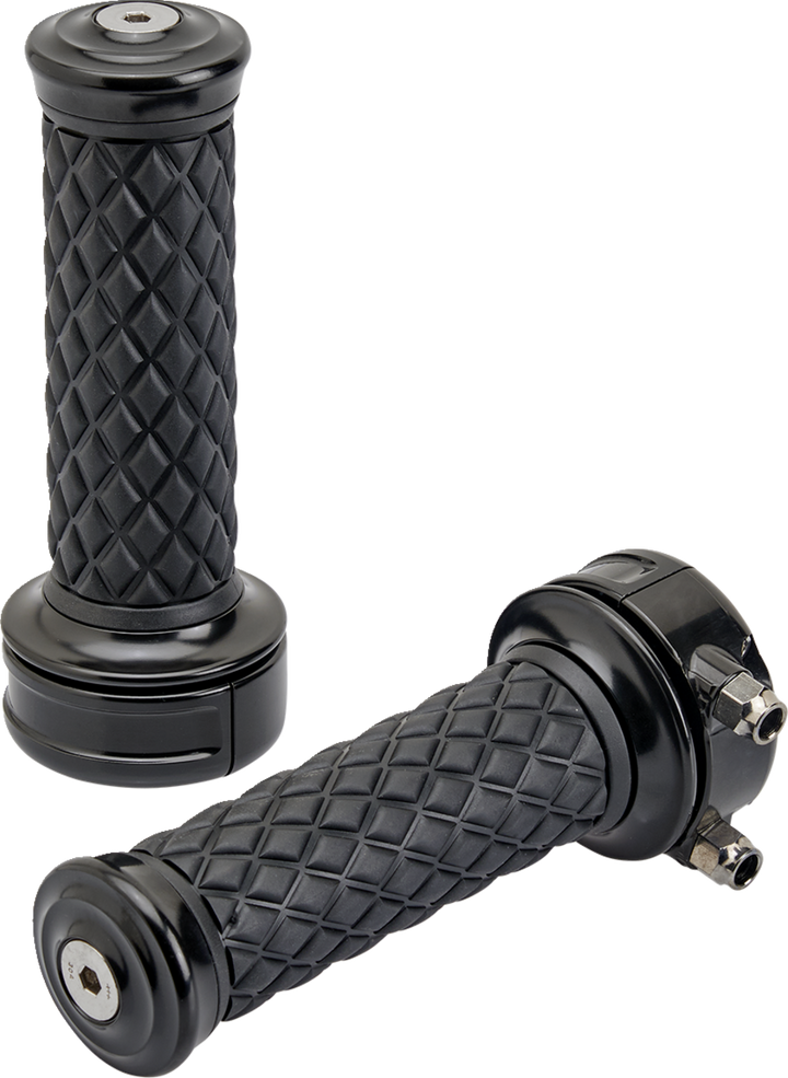 BILTWELL Alumicore Grips - Custom - Black 6606-201-01