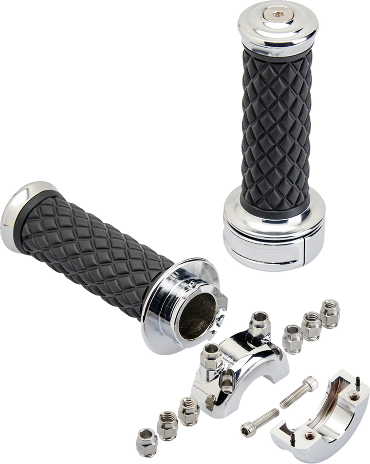 BILTWELL Alumicore Grips - Custom - Chrome 6606-105-01
