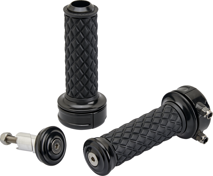 BILTWELL Alumicore Grips - Custom - Black 6606-201-01