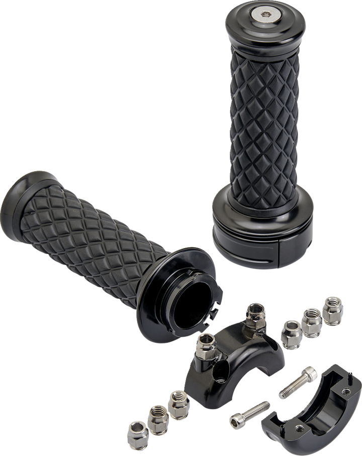 BILTWELL Alumicore Grips - Custom - Black 6606-201-01