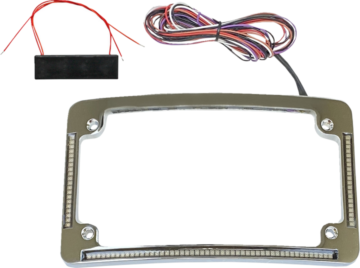 CUSTOM DYNAMICS License Plate Frame - Red/White LED - Chrome TF08-C