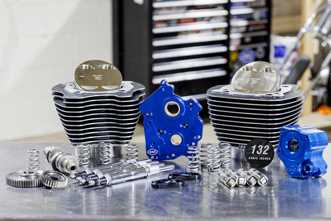 S&S CYCLE 132" Power Package Engine Performance Kit - Chain Drive - Oil Cooled - Highlighted Fins - M8 - 310-1238