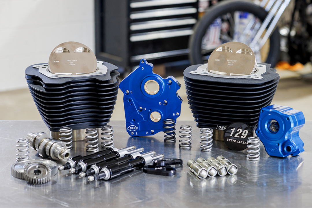 S&S CYCLE 129" Power Package Engine Performance Kit - Gear Drive - Oil Cooled - Non-Highlighted Fins - M8 - 310-1228