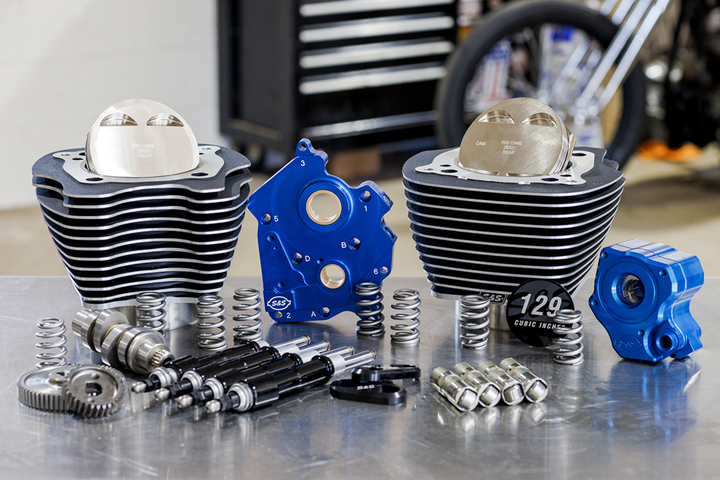 S&S CYCLE 129" Power Package Engine Performance Kit - Gear Drive - Oil Cooled - Highlighted Fins - M8 - 310-1227