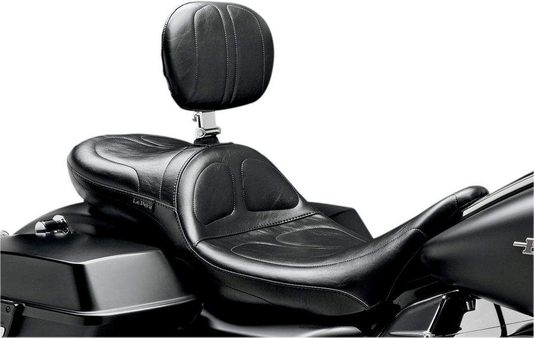 LE PERA Maverick Daddy Long Legs Seat - With Backrest - Black - Stitched - FL '08-'25 LK-957DLBR