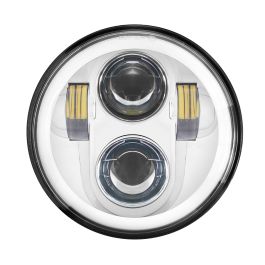 5 3/4" LED Chrome HALOMAKER® Headlight for Harley® Sportster, Dyna , Softail & Indian Motorcycles®