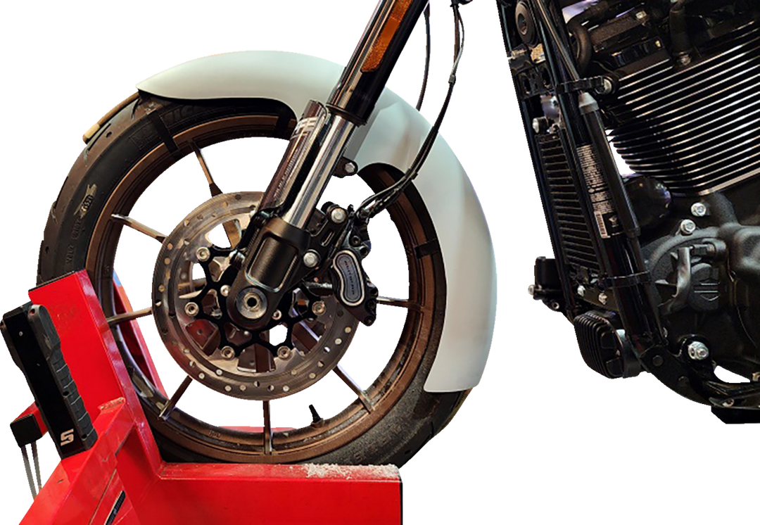 PAUL YAFFE BAGGER NATION Sport Front Fender - 19" Wheel - Black Inverted Fork Adapter - HD Softail '20-'26 SPORT-19-18L-B-C