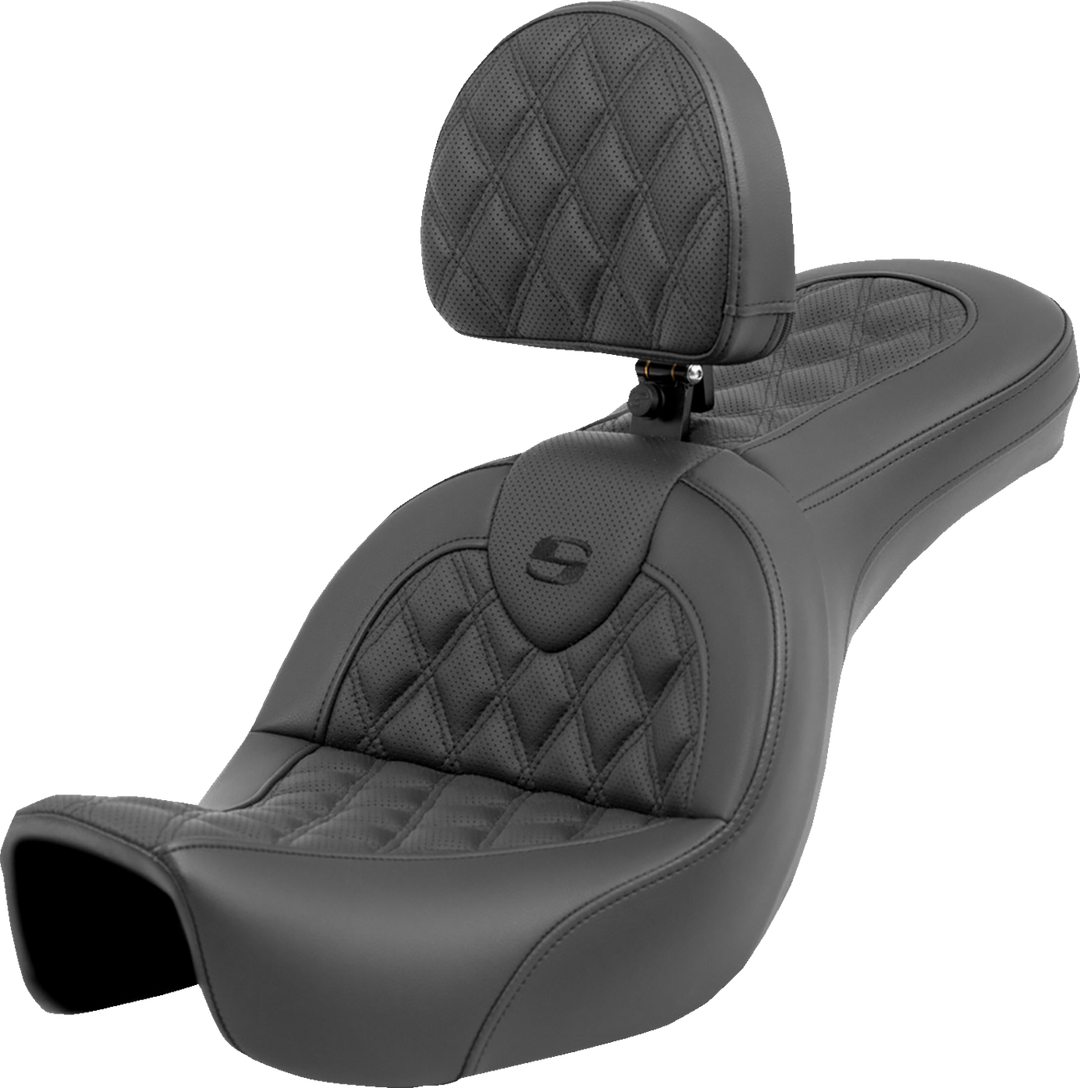 SADDLEMEN Roadsofa™ Seat - Lattice Stitch - with Backrest - FXD '06-'17 806-04-182BR