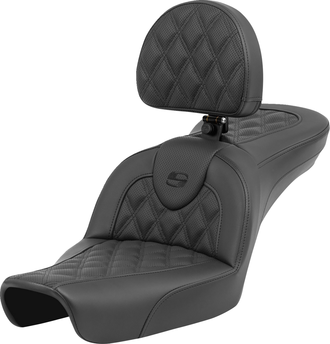 SADDLEMEN Roadsofa™ Seat - Lattice Stitch - with Backrest - FXD '96-'03 896-04-182BR