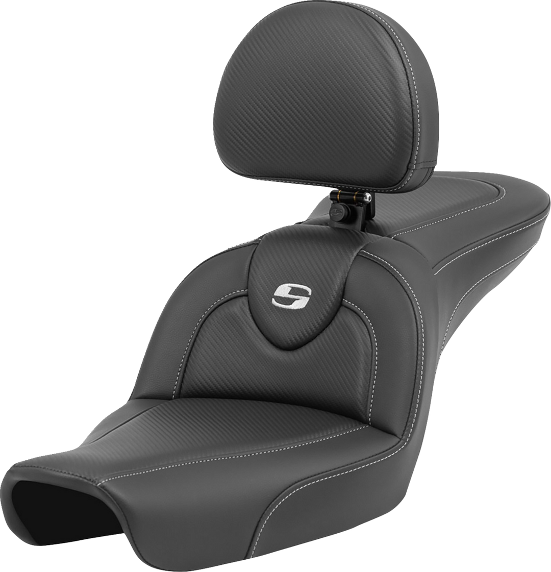 SADDLEMEN Roadsofa™ Seat - Carbon Fiber - with Backrest - FXD '96-'03 896-04-185BR