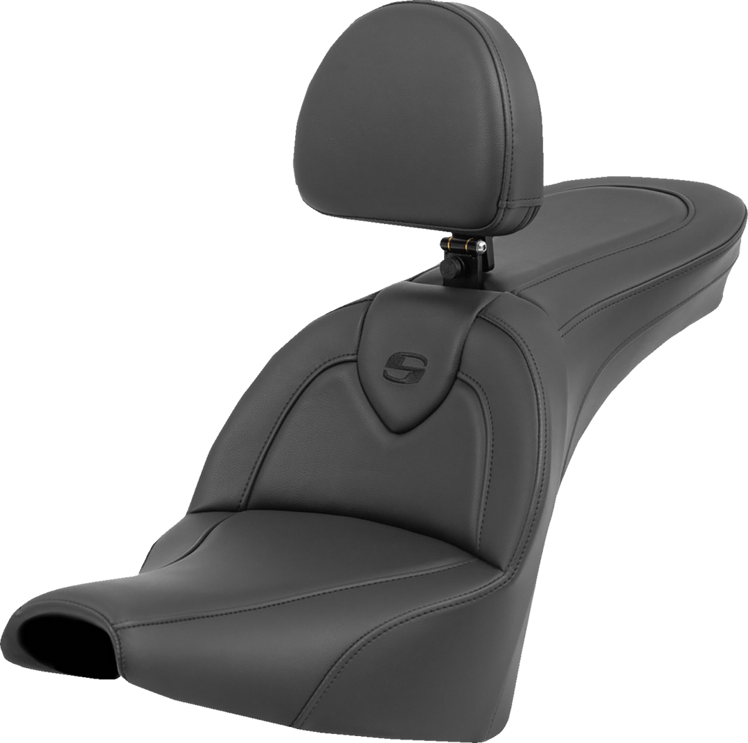 SADDLEMEN Roadsofa™ Seat - with Backrest - Black/Black Stitching - FXBB/FXST '18-'24 818-30-187BR