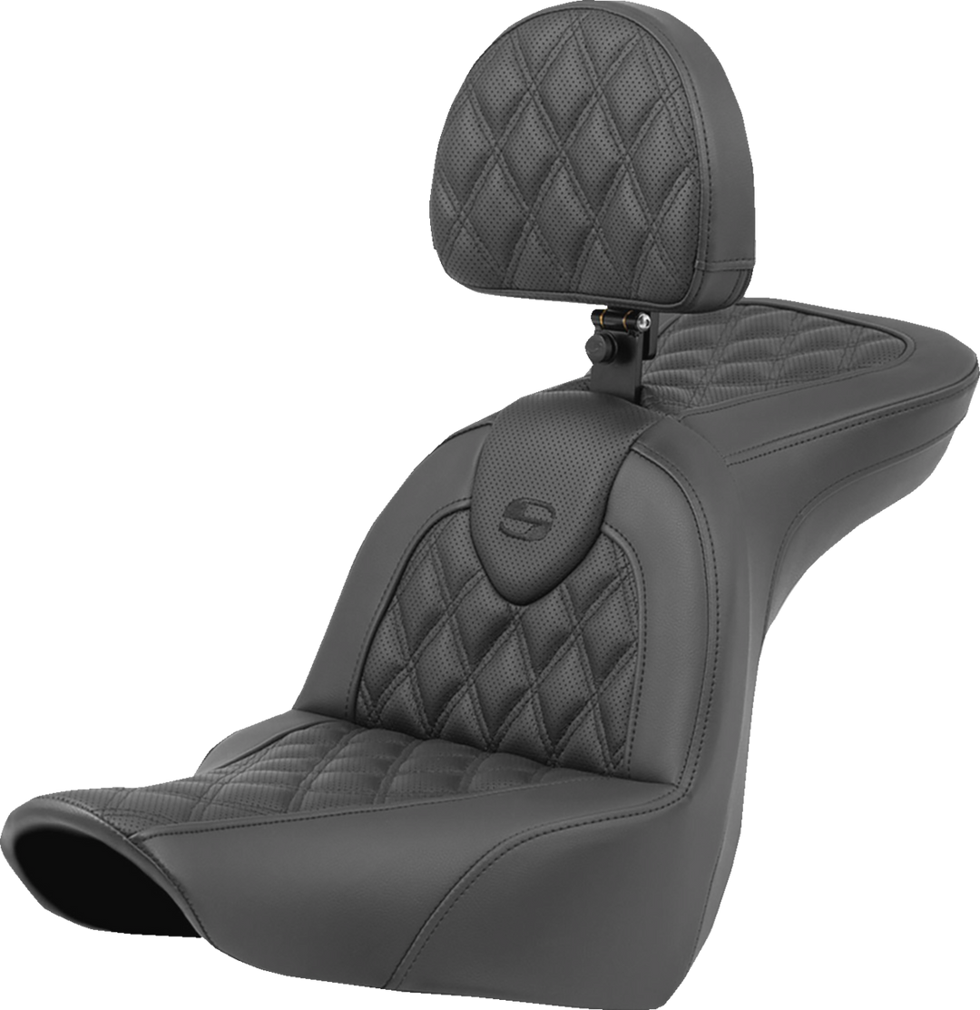 SADDLEMEN Roadsofa™ Seat - Lattice Stitch - with Backrest - FXLR/FLSB '18-'23 818-29-182BR